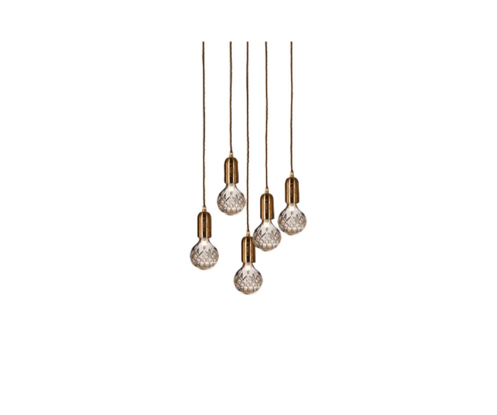 Lee Broom, Floor Sample Clear Crystal Bulb 5 Piece Chandelier