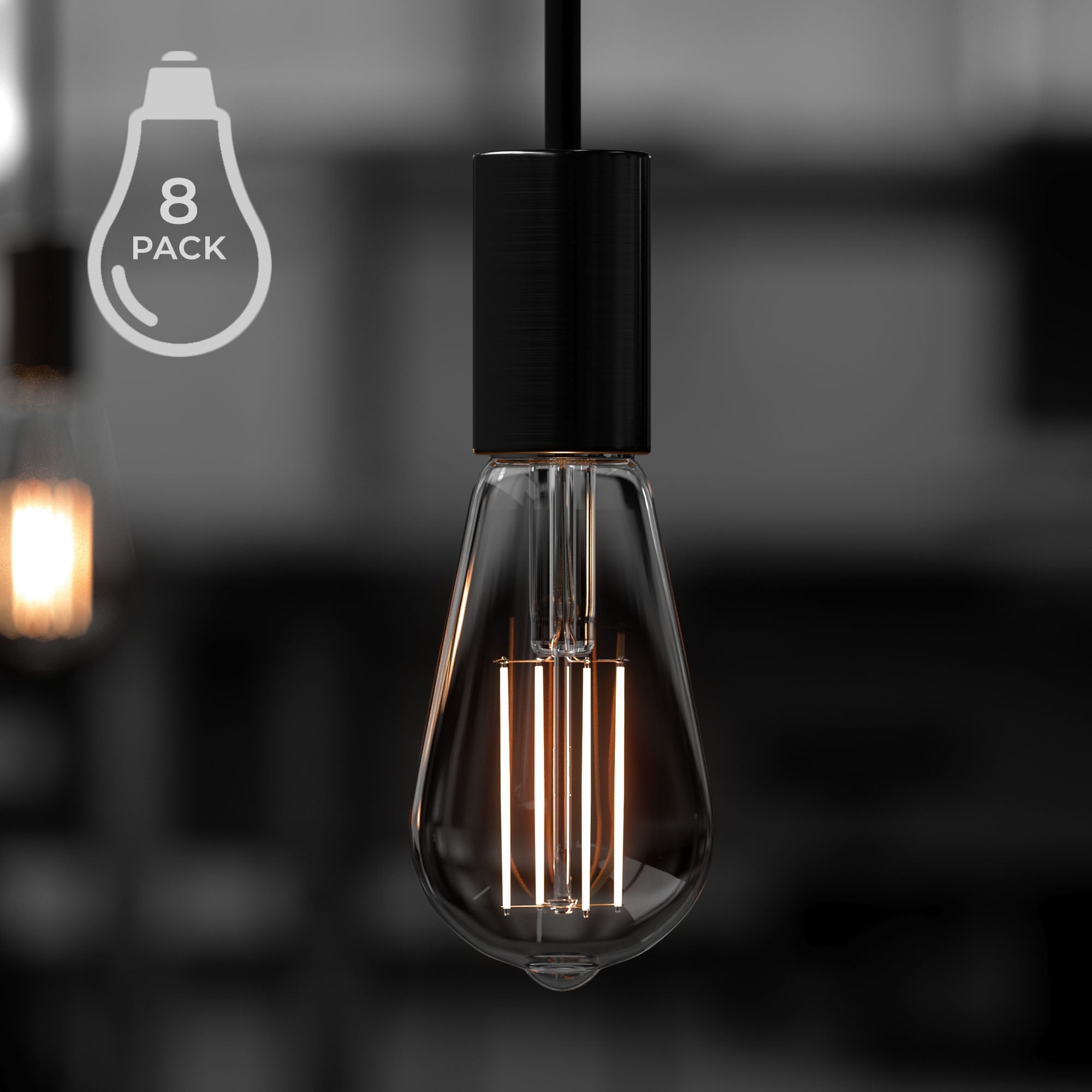 Urban Ambiance, UBB2082 Luxury LED Bulbs, 60W Equivalent, Vintage Edison Style, ST19 Shape, E26 Base (standard medium base), 3000K (soft white) - 8 PACK