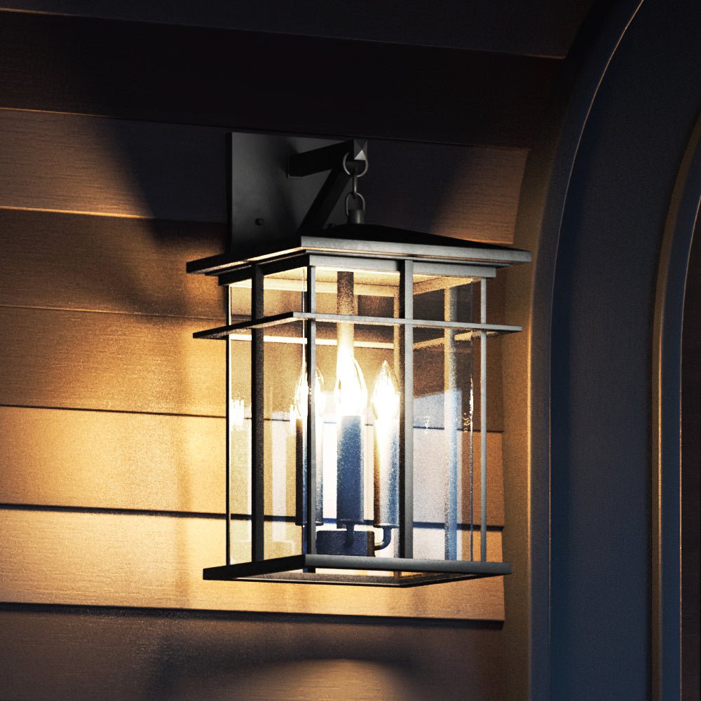 Urban Ambiance, UEX1006 Craftsman Outdoor Wall Sconce 17''H x 9''W, Matte Black Finish, Milwaukee Collection