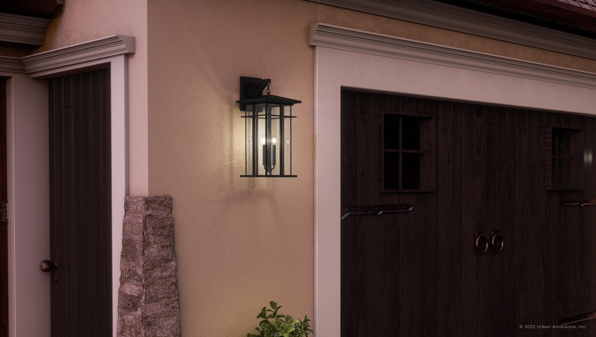 Urban Ambiance, UEX1007 Craftsman Outdoor Wall Sconce 22''H x 9''W, Matte Black Finish, Milwaukee Collection