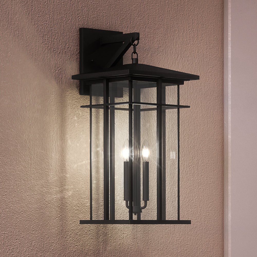 Urban Ambiance, UEX1007 Craftsman Outdoor Wall Sconce 22''H x 9''W, Matte Black Finish, Milwaukee Collection