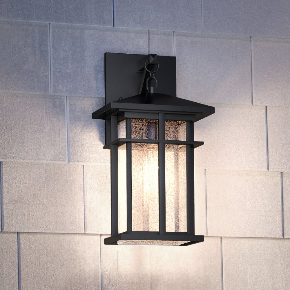 Urban Ambiance, UEX1009 Craftsman Outdoor Wall Sconce 14''H x 7''W, Matte Black Finish, Milwaukee Collection