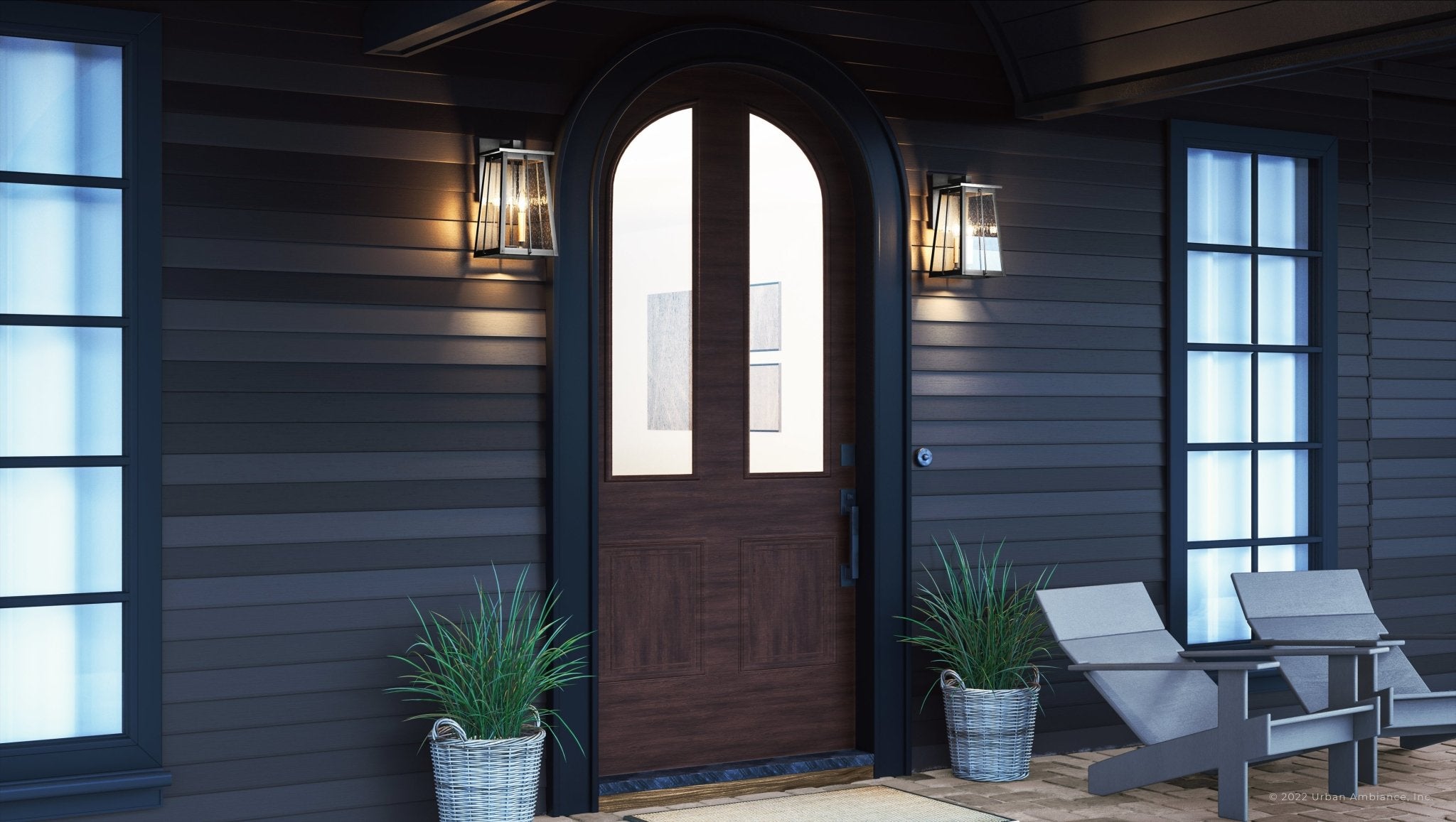 Urban Ambiance, UEX1021 Craftsman Outdoor Wall Sconce 15''H x 9''W, Matte Black & Native Brass Finish, Athens Collection