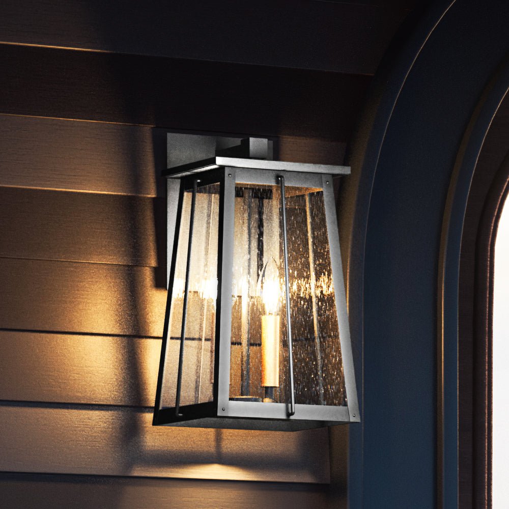 Urban Ambiance, UEX1021 Craftsman Outdoor Wall Sconce 15''H x 9''W, Matte Black & Native Brass Finish, Athens Collection