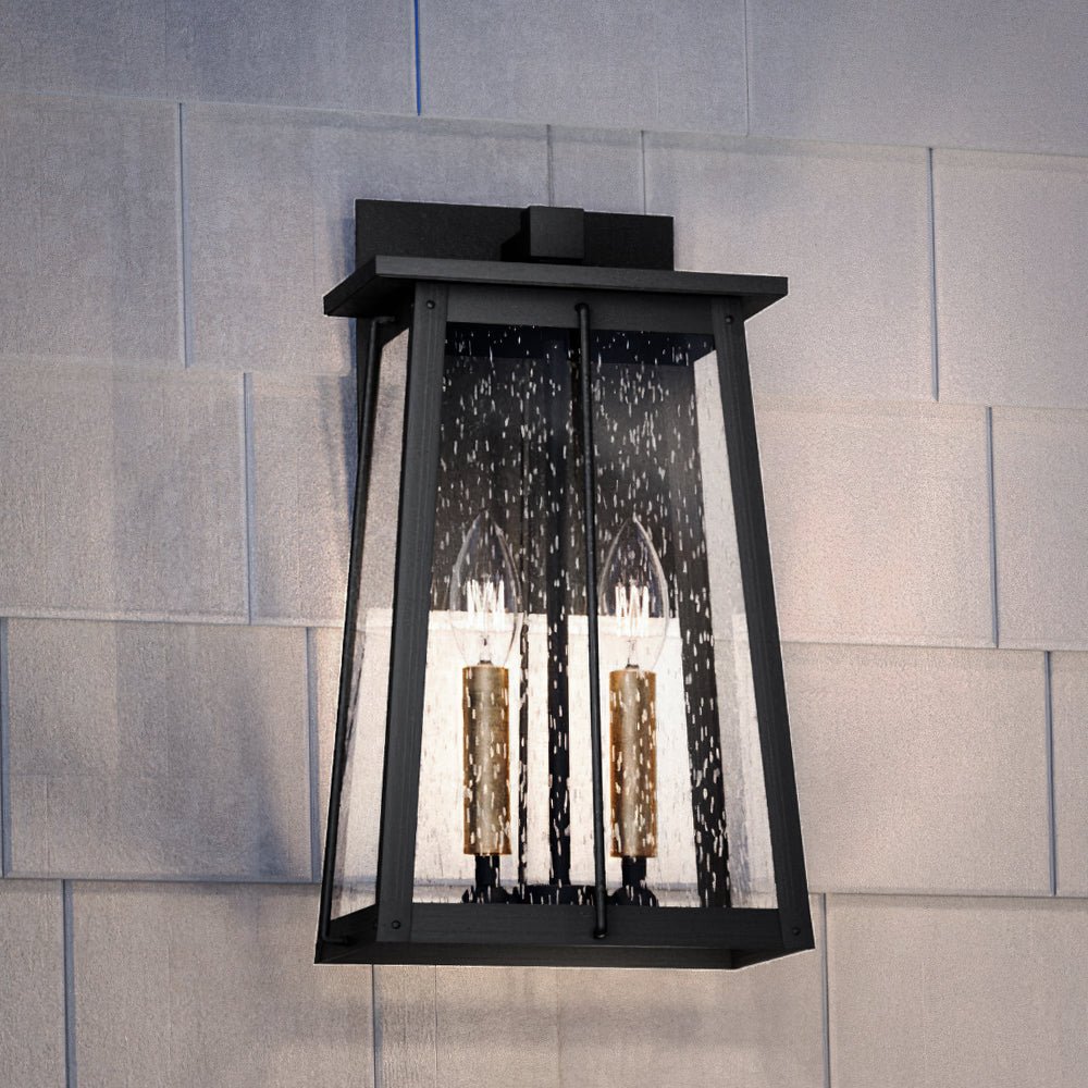 Urban Ambiance, UEX1022 Craftsman Outdoor Wall Sconce 19''H x 11''W, Matte Black & Native Brass Finish, Athens Collection