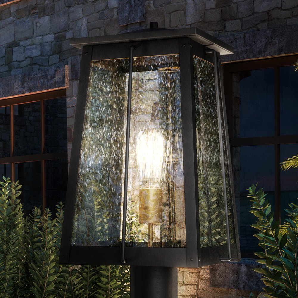 Urban Ambiance, UEX1024 Craftsman Outdoor Post Light 17''H x 9''W, Matte Black & Native Brass Finish, Athens Collection