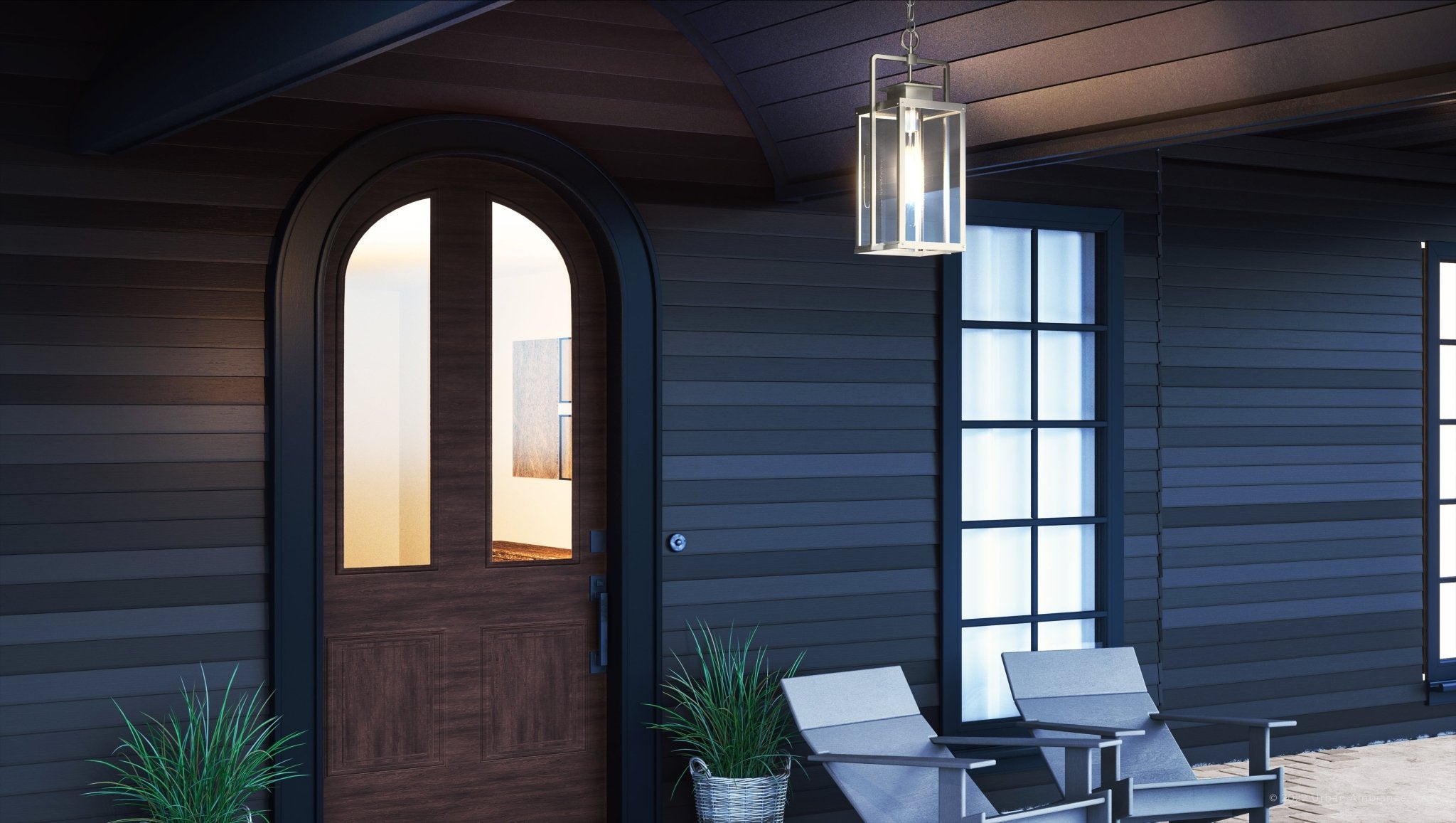 Urban Ambiance, UEX1033 Lux Industrial Outdoor Pendant 22''H x 9''W, Burnished Aluminum Finish, Knoxville Collection