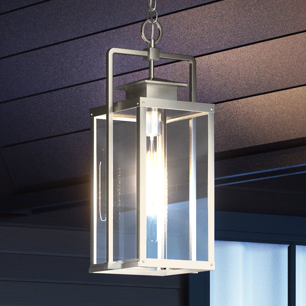 Urban Ambiance, UEX1033 Lux Industrial Outdoor Pendant 22''H x 9''W, Burnished Aluminum Finish, Knoxville Collection