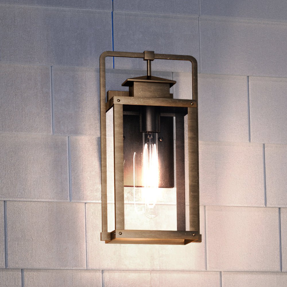 Urban Ambiance, UEX1035 Lux Industrial Outdoor Wall Sconce 14''H x 7''W, Antique Brass Finish, Knoxville Collection