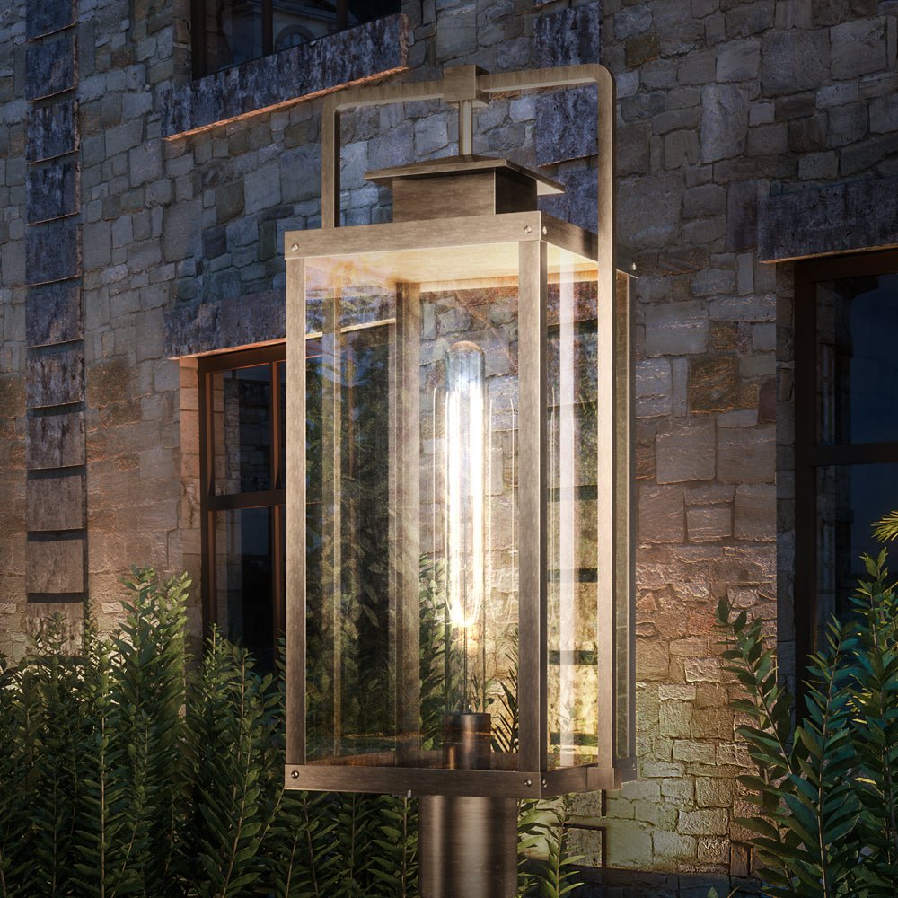 Urban Ambiance, UEX1039 Lux Industrial Outdoor Post Light 23''H x 9''W, Antique Brass Finish, Knoxville Collection