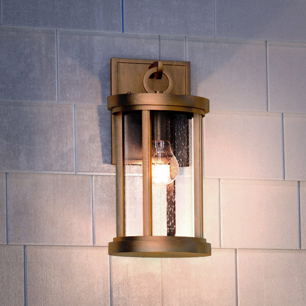 Urban Ambiance, UEX1045 Nautical Outdoor Wall Sconce 14''H x 7''W, Antique Brass Finish, Rockland Collection