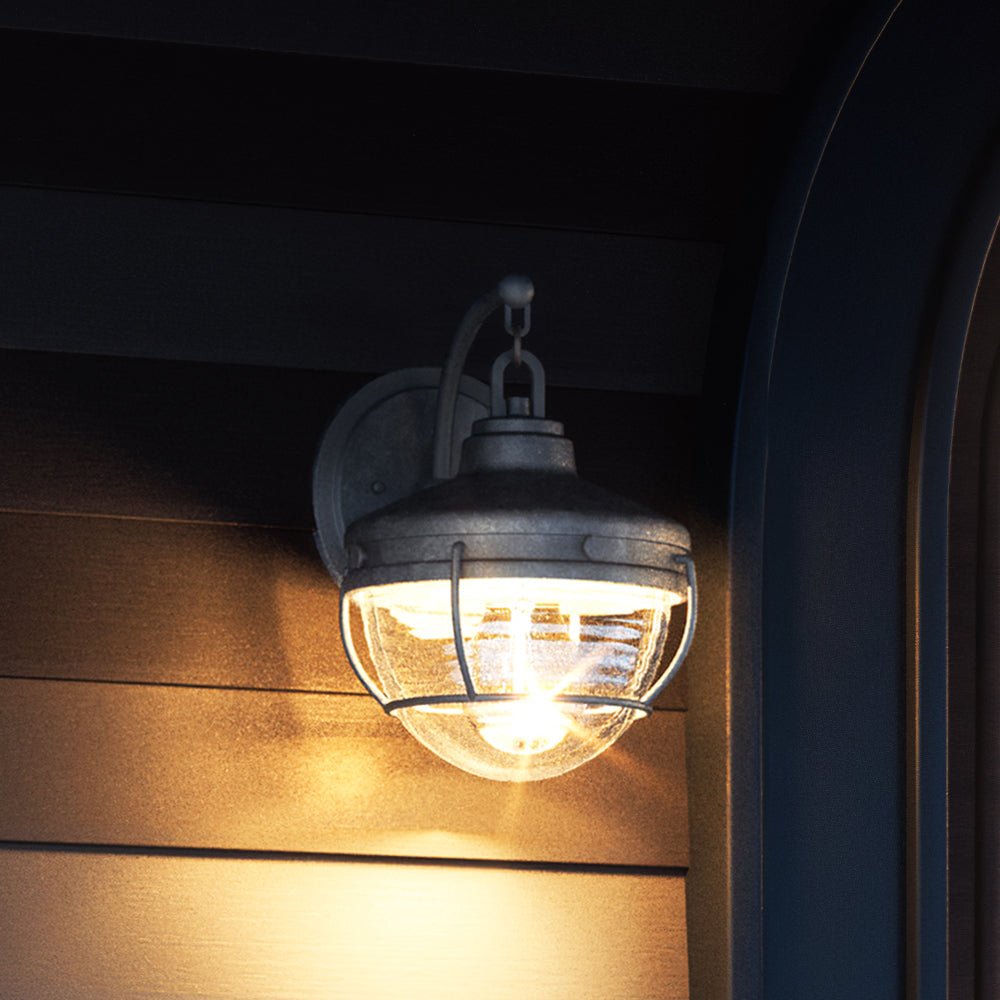 Urban Ambiance, UEX1055 Nautical Outdoor Wall Sconce 10''H x 8''W, Aged Zinc Finish, Telluride Collection