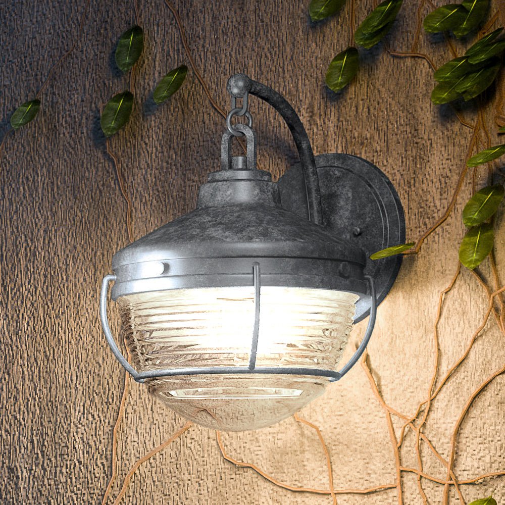 Urban Ambiance, UEX1056 Nautical Outdoor Wall Sconce 12''H x 9''W, Aged Zinc Finish, Telluride Collection