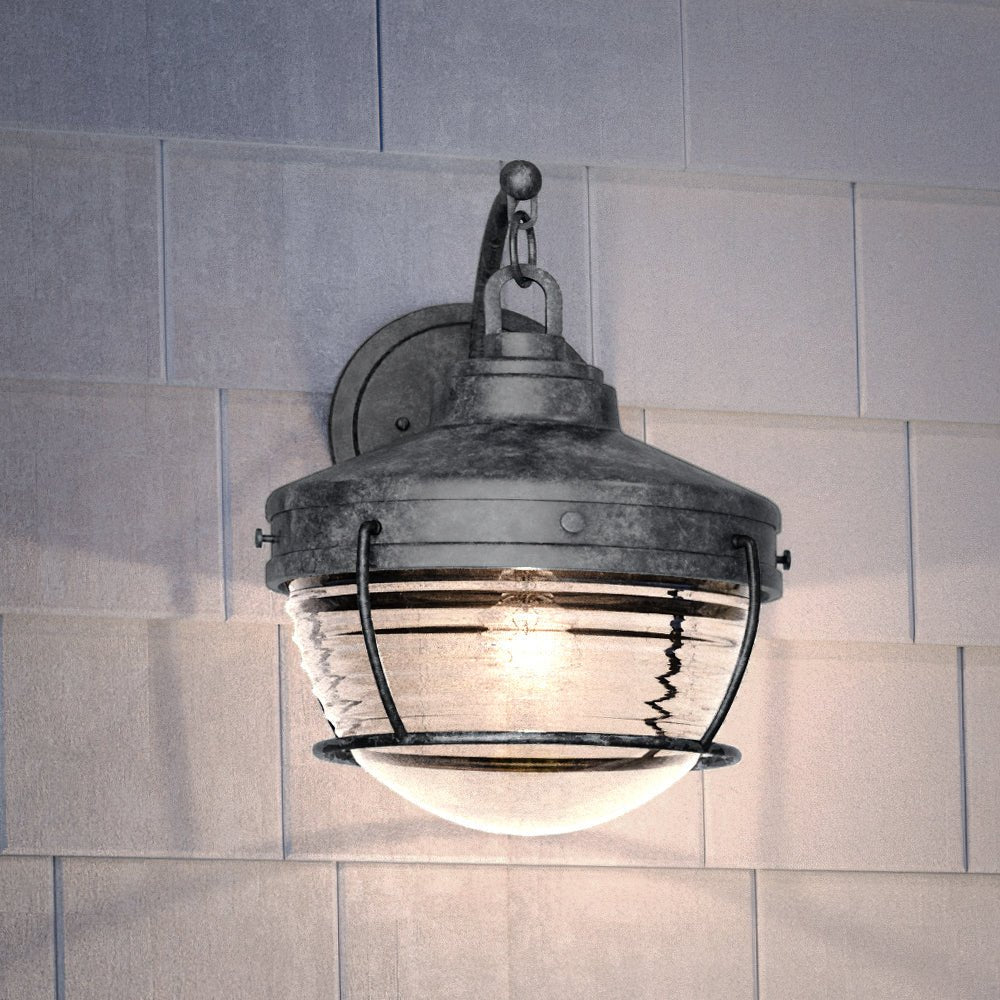 Urban Ambiance, UEX1057 Nautical Outdoor Wall Sconce 14''H x 11''W, Aged Zinc Finish, Telluride Collection