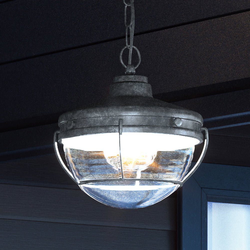 Urban Ambiance, UEX1058 Nautical Outdoor Pendant 11''H x 9''W, Aged Zinc Finish, Telluride Collection