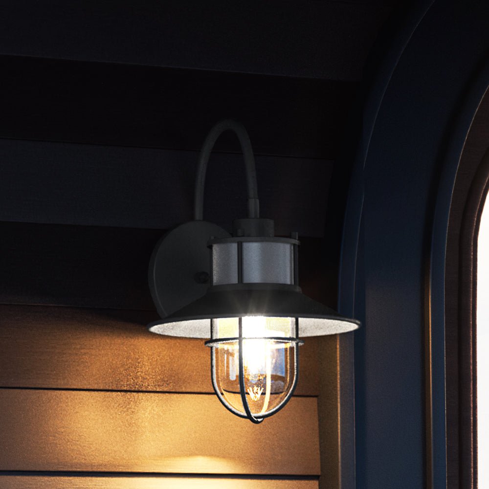 Urban Ambiance, UEX1062 Nautical Outdoor Wall Sconce 14''H x 10''W, Charcoal Finish, Malibu Collection