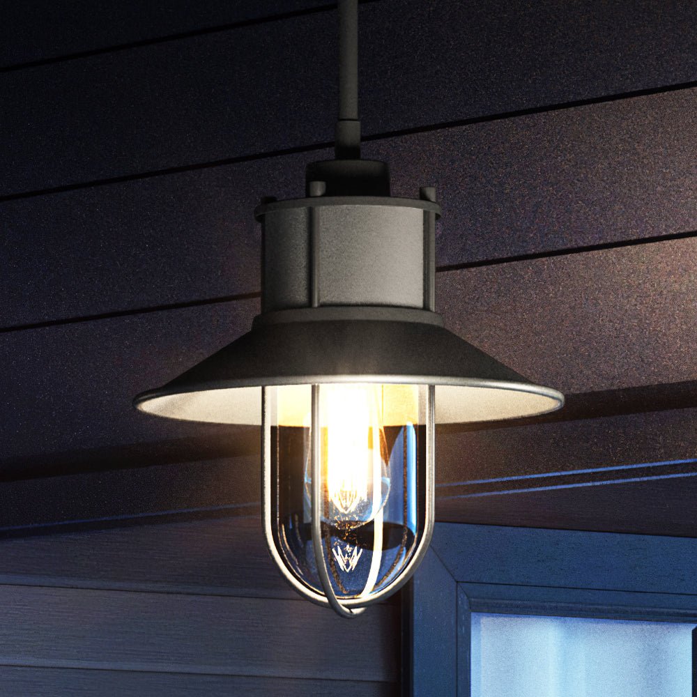 Urban Ambiance, UEX1063 Nautical Outdoor Pendant 10''H x 10''W, Charcoal Finish, Malibu Collection