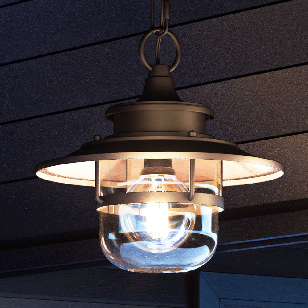 Urban Ambiance, UEX1082 Farmhouse Outdoor Pendant 11''H x 11''W, Oil Rubbed Bronze Finish, Belvidere Collection