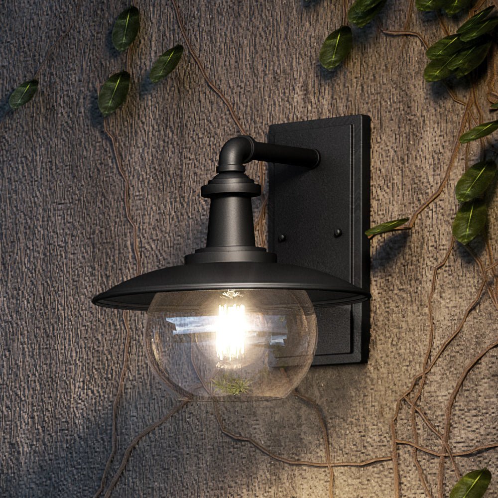 Urban Ambiance, UEX1090 Farmhouse Outdoor Wall Sconce 11''H x 11''W, Matte Black Finish, Easton Collection