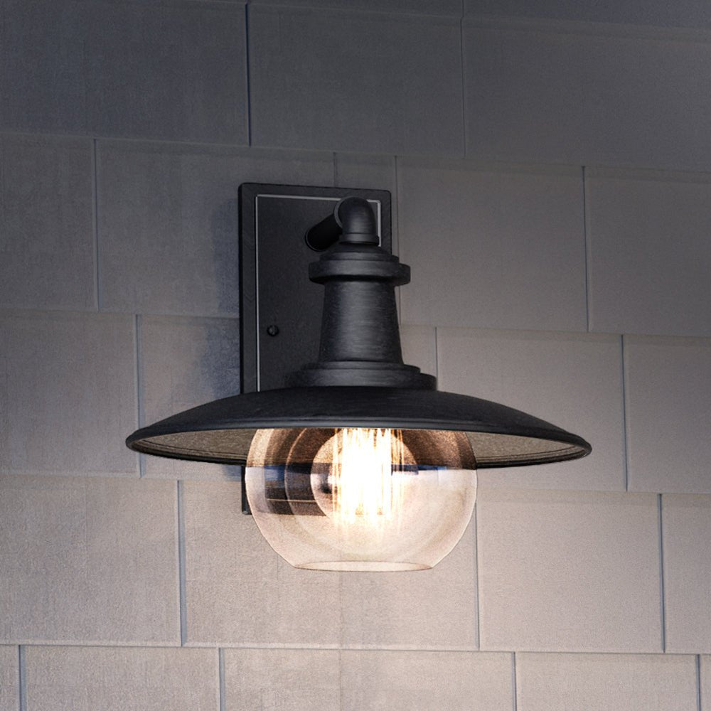 Urban Ambiance, UEX1091 Farmhouse Outdoor Wall Sconce 12''H x 13''W, Matte Black Finish, Easton Collection