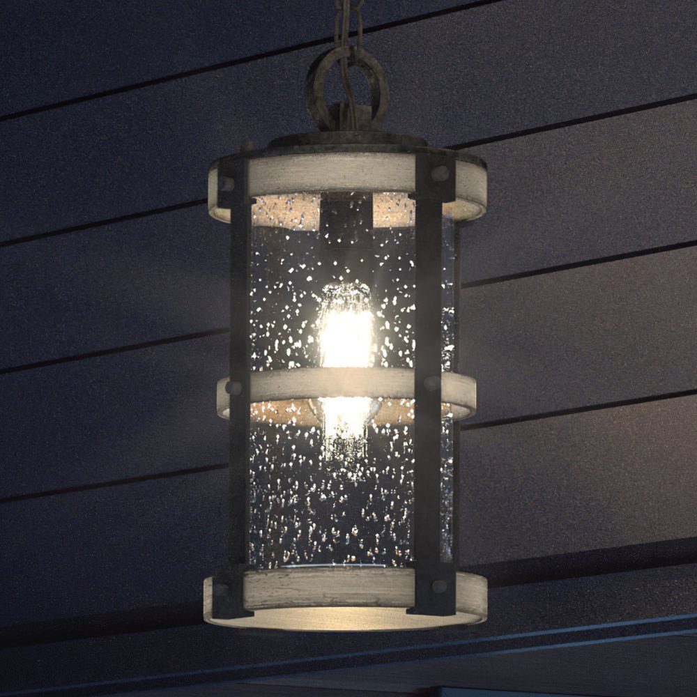 Urban Ambiance, UEX1103 Farmhouse Outdoor Pendant 15''H x 8''W, Olde Iron Finish, Jackson Collection