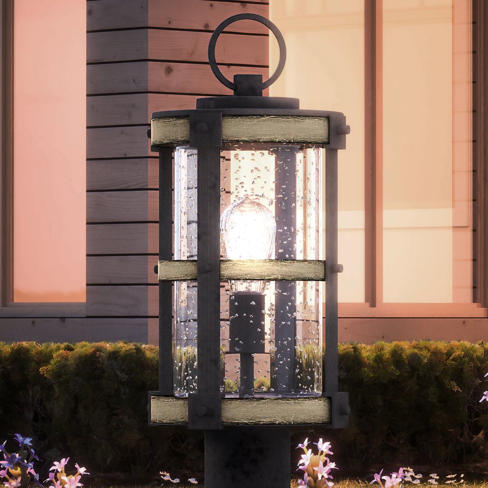 Urban Ambiance, UEX1104 Farmhouse Outdoor Post Light 19''H x 8''W, Olde Iron Finish, Jackson Collection