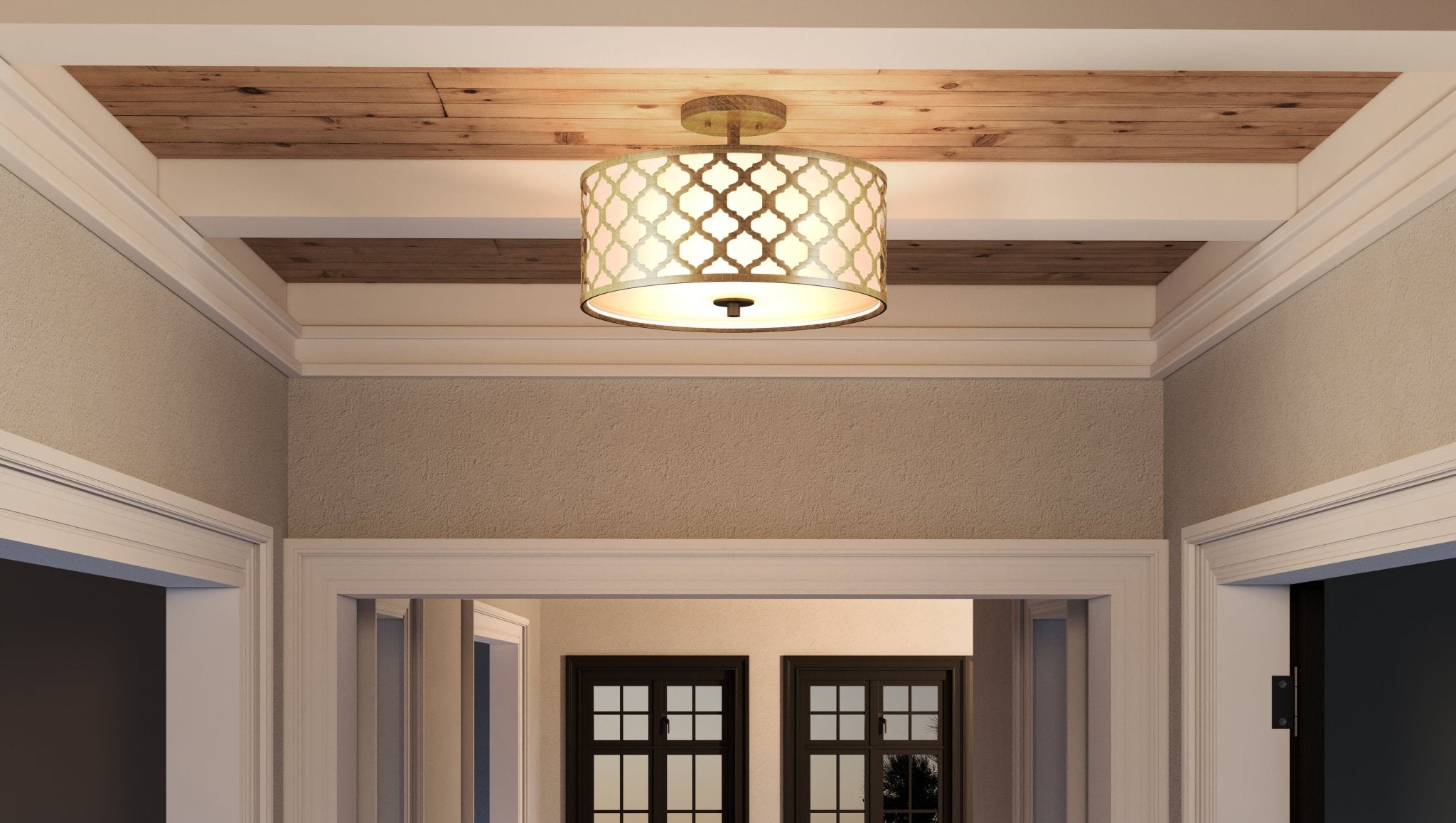 Urban Ambiance, UEX2020 Moroccan Ceiling Light 11''H x 16''W, Dark Gold Finish, Arlington Collection