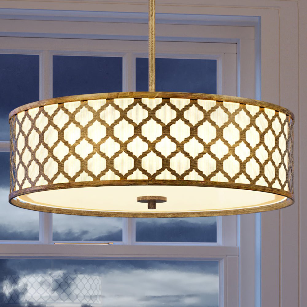 Urban Ambiance, UEX2022 Moroccan Chandelier 7''H x 20''W, Dark Gold Finish, Arlington Collection