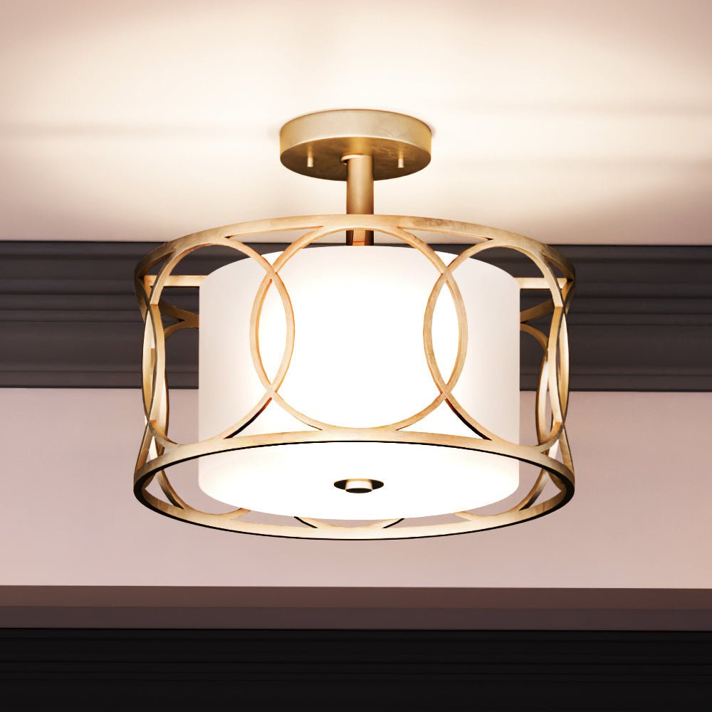 Urban Ambiance, UEX2030 Cosmopolitan Ceiling Light 14''H x 16''W, Matte Gold Finish, Corvallis Collection