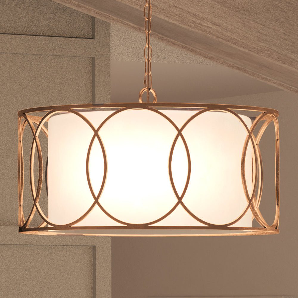 Urban Ambiance, UEX2032 Cosmopolitan Chandelier 15''H x 28''W, Matte Gold Finish, Corvallis Collection