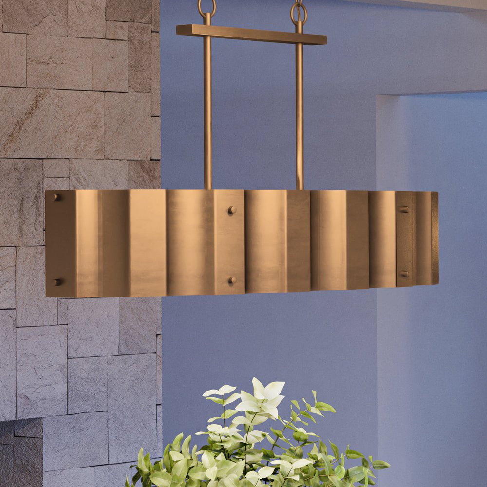 Urban Ambiance, UEX2048 Lux Industrial Chandelier 19''H x 37''W, Native Brass Finish, Claremore Collection