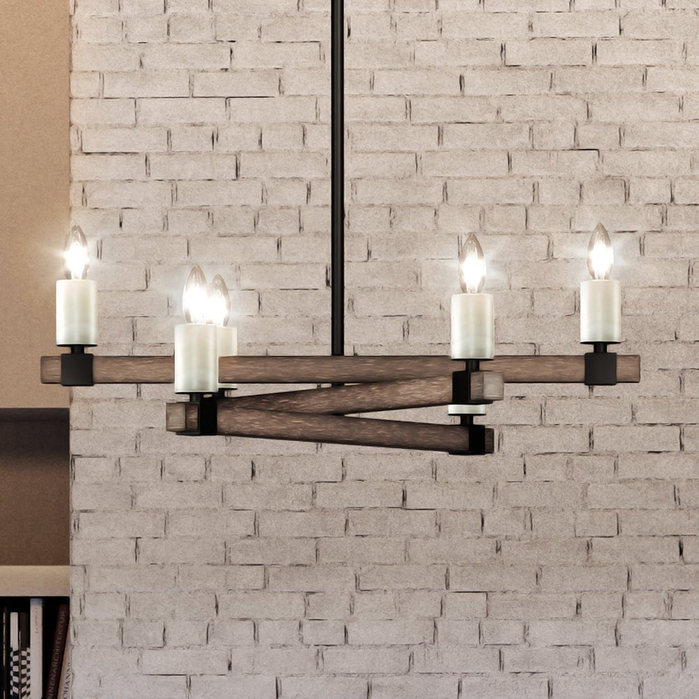 Urban Ambiance, UEX2050 Modern Farmhouse Chandelier 8''H x 27''W, Matte Black Finish, Greenville Collection