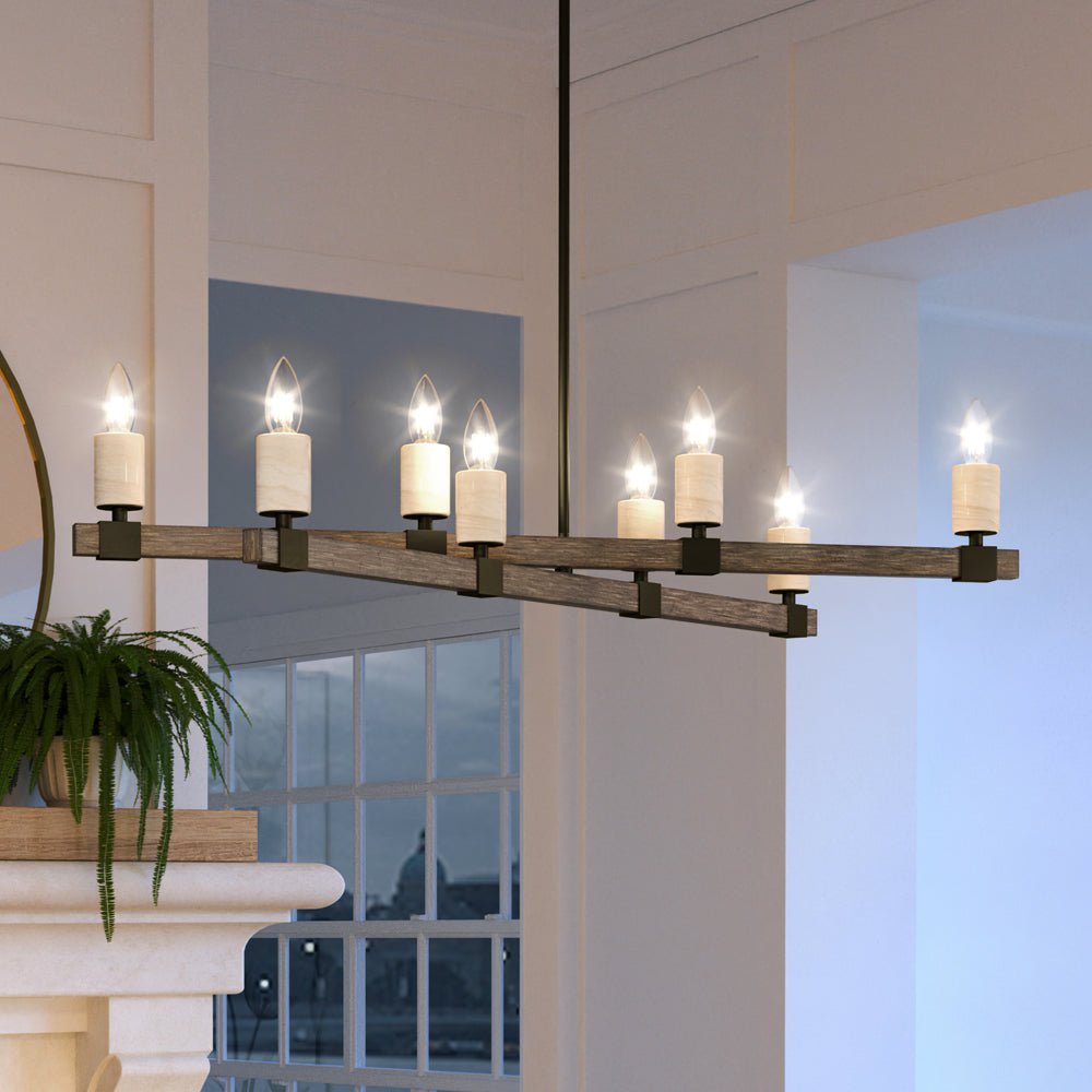 Urban Ambiance, UEX2054 Modern Farmhouse Chandelier 6''H x 39''W, Matte Black Finish, Greenville Collection