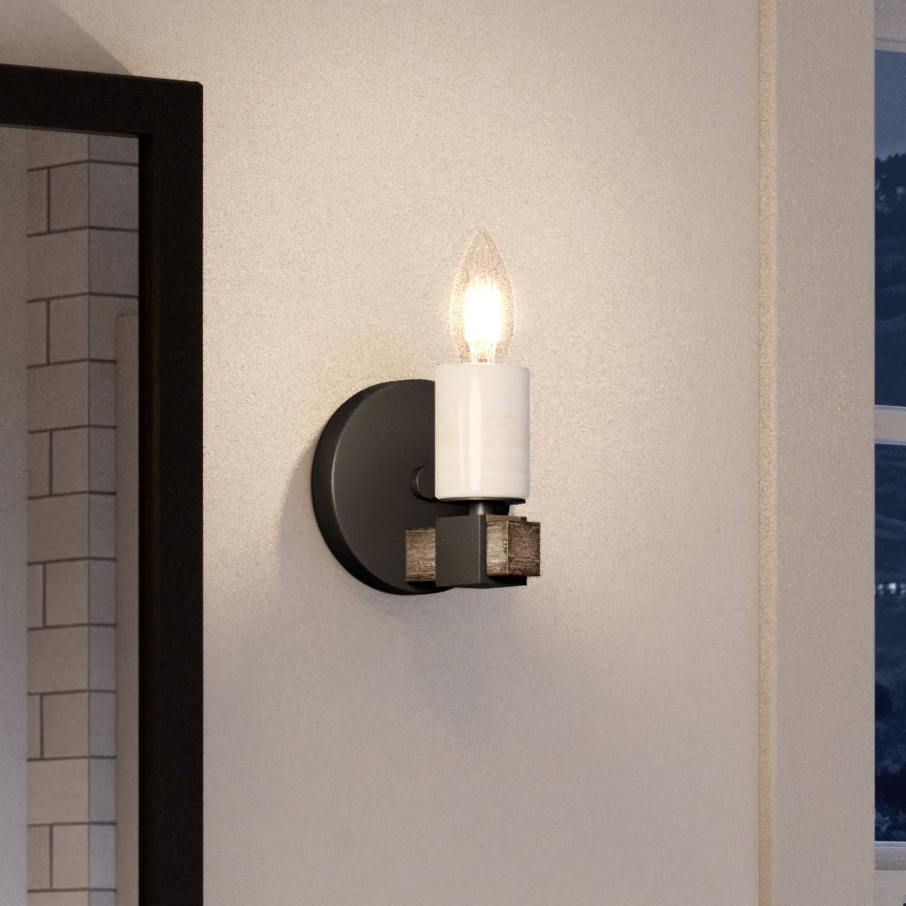 Urban Ambiance, UEX2055 Modern Farmhouse Wall Sconce 5''H x 5''W, Matte Black Finish, Greenville Collection