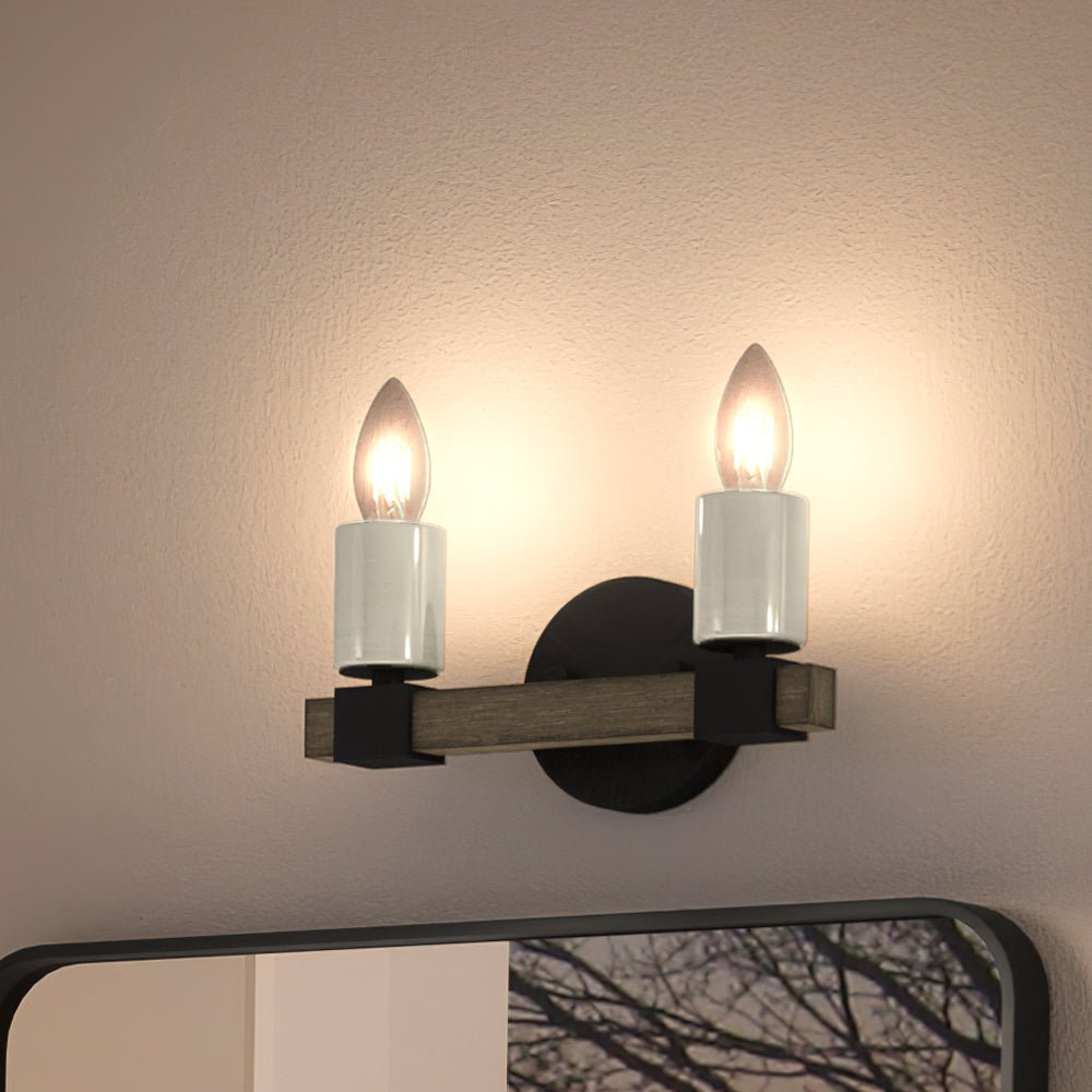 Urban Ambiance, UEX2056 Modern Farmhouse Bath Light 6''H x 12''W, Matte Black Finish, Greenville Collection