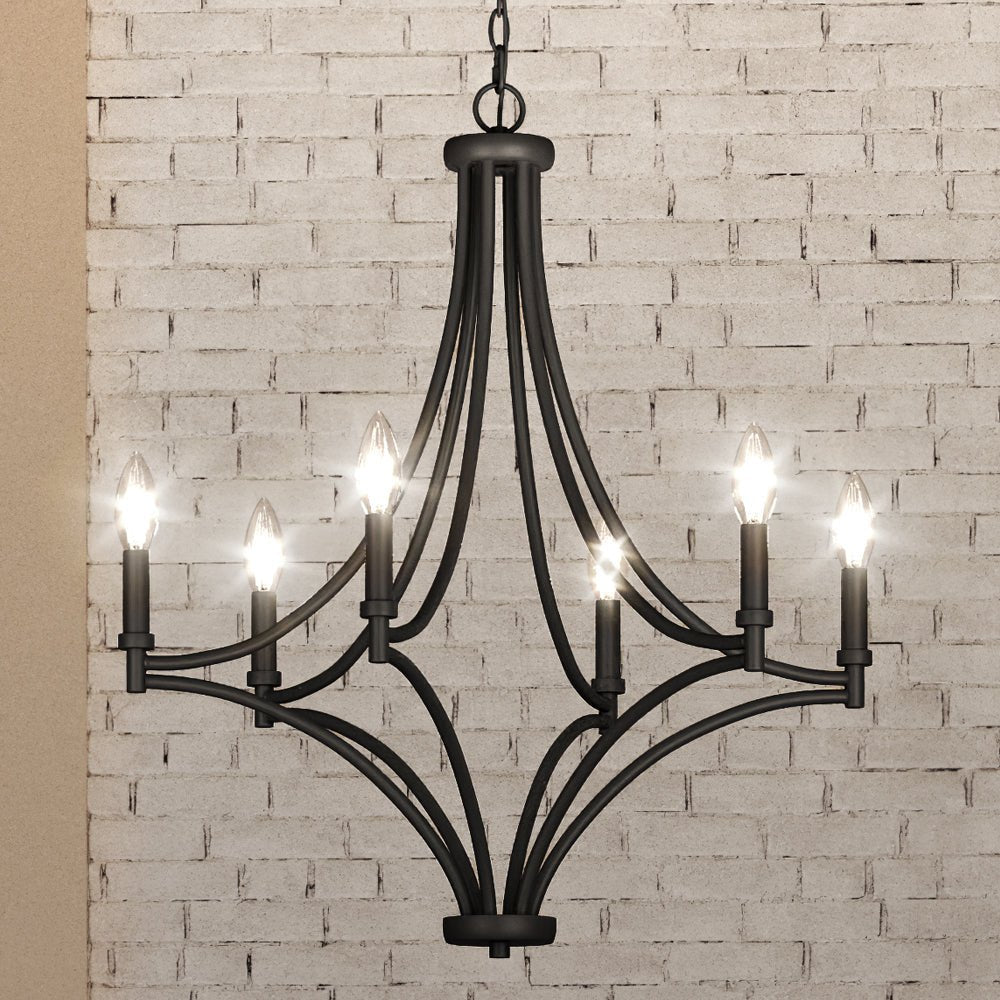 Urban Ambiance, UEX2070 Mediterranean Chandelier 29''H x 26''W, Charcoal & Satin Brass and Nickel Finish, Vineland Collection