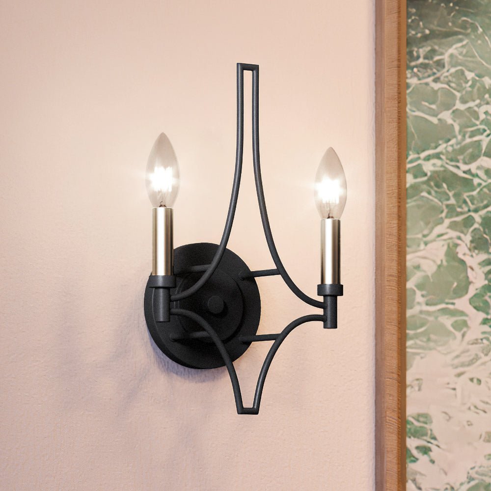 Urban Ambiance, UEX2072 Mediterranean Wall Sconce 16''H x 10''W, Charcoal & Satin Brass and Nickel Finish, Vineland Collection