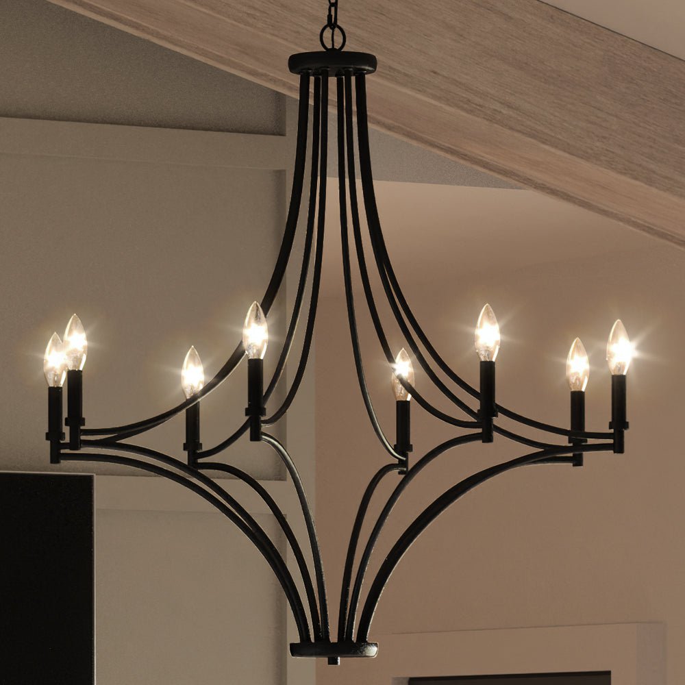 Urban Ambiance, UEX2073 Mediterranean Chandelier 39''H x 36''W, Charcoal & Satin Brass and Nickel Finish, Vineland Collection