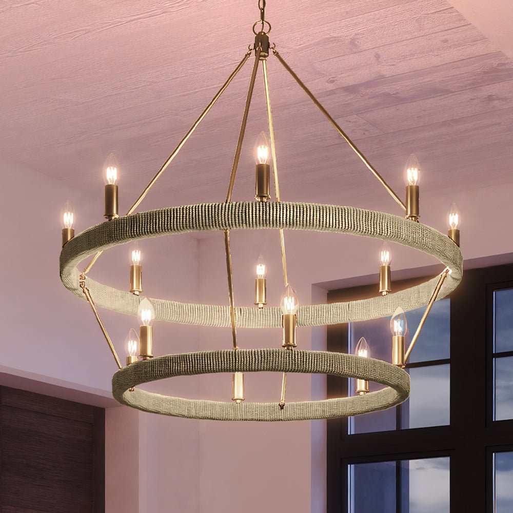 Urban Ambiance, UEX2082 Bohemian Chandelier 46''H x 36''W, Satin Brass Finish, Rutherford Collection