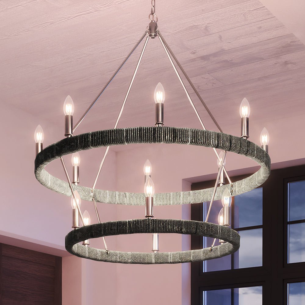 Urban Ambiance, UEX2091 Bohemian Chandelier 46''H x 36''W, Polished Nickel Finish, Rutherford Collection