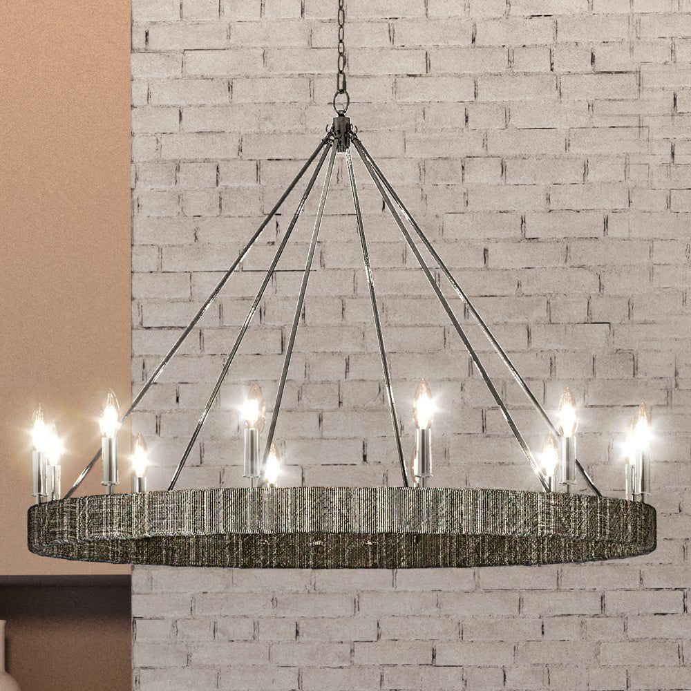 Urban Ambiance, UEX2092 Bohemian Chandelier 40''H x 48''W, Polished Nickel Finish, Rutherford Collection