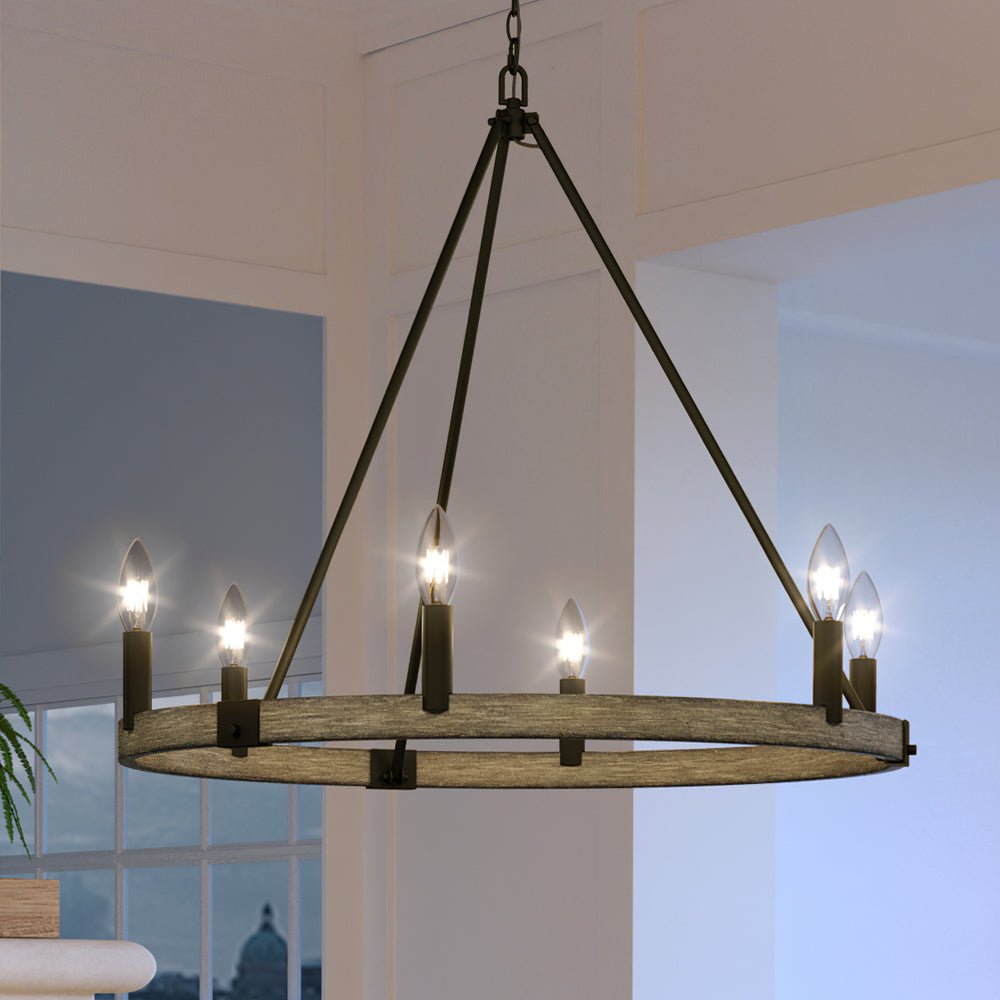 Urban Ambiance, UEX2114 New Traditional Chandelier 26''H x 27''W, Oil Rubbed Bronze Finish, Artesia Collection