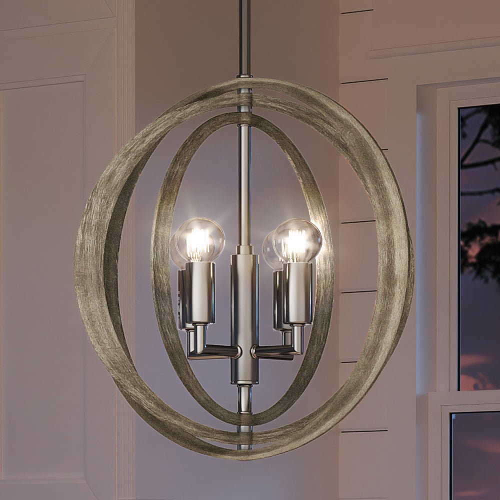 Urban Ambiance, UEX2133 New Traditional Pendant 14''H x 14''W, Polished Nickel Finish, Montclair Collection