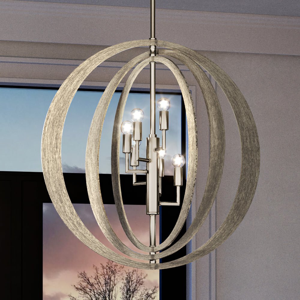 Urban Ambiance, UEX2134 New Traditional Chandelier 26''H x 26''W, Polished Nickel Finish, Montclair Collection