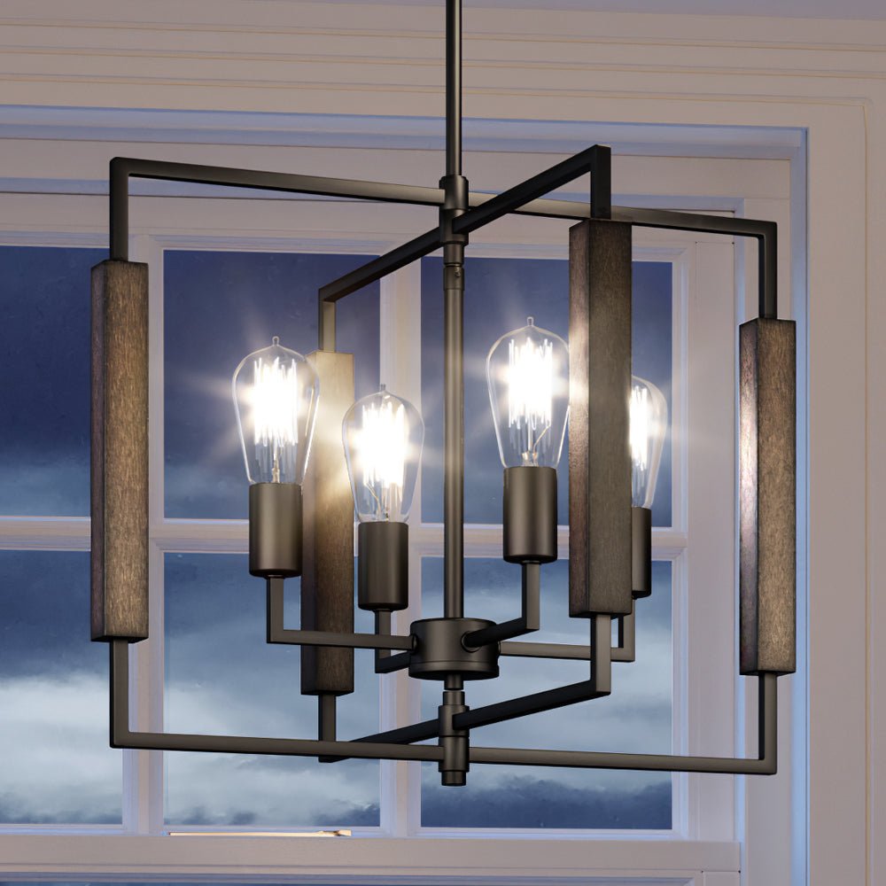 Urban Ambiance, UEX2210 Mid- Century Modern Chandelier 16''H x 20''W, Oil Rubbed Bronze Finish, Holland Collection