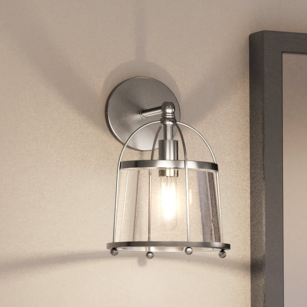 Urban Ambiance, UEX2580 Colonial Wall Sconce 10''H x 7''W, Satin Nickel Finish, Flagstaff Collection