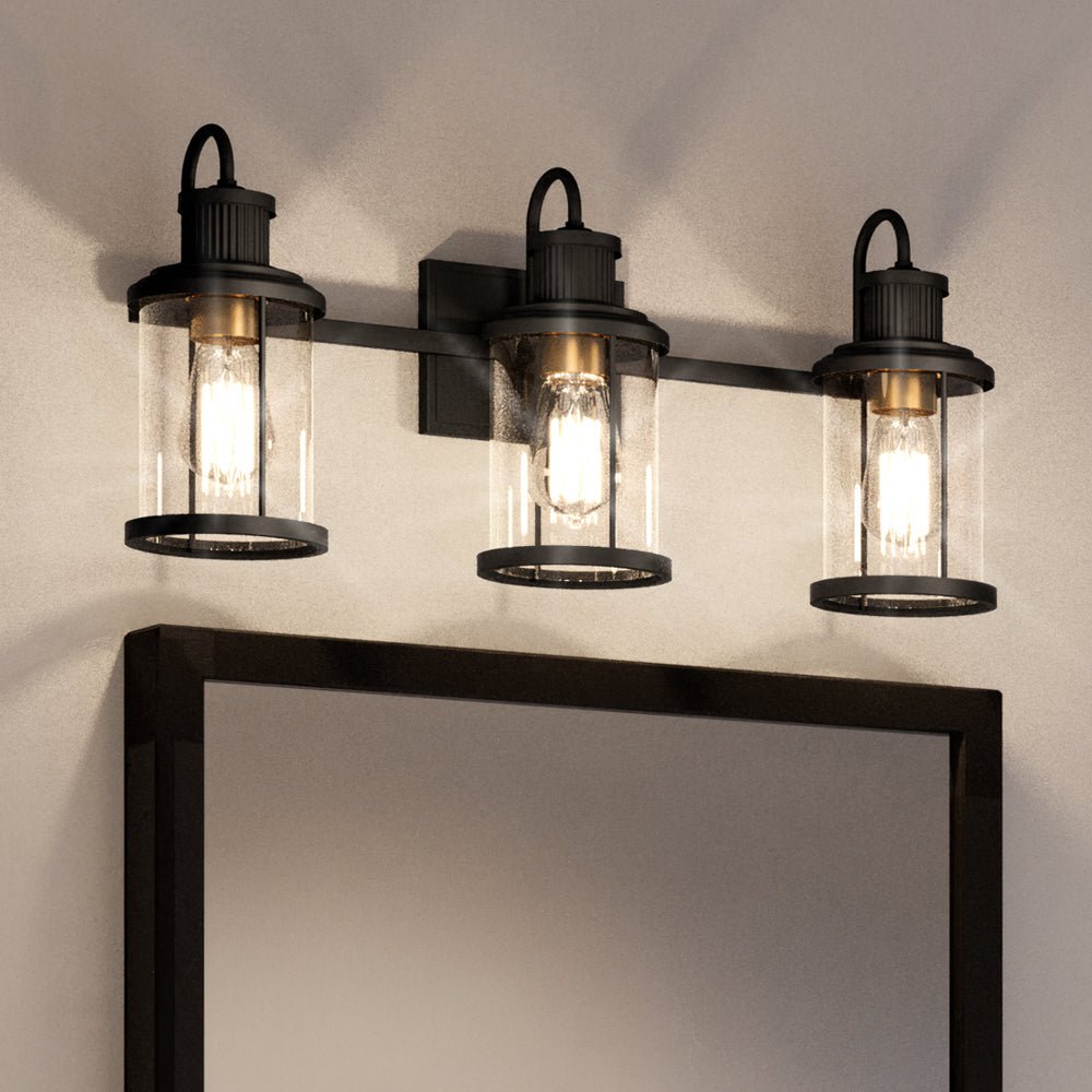 Urban Ambiance, UEX2595 Americana Bath Light 12''H x 24''W, Matte Black & Olde Brass Finish, Torrington Collection