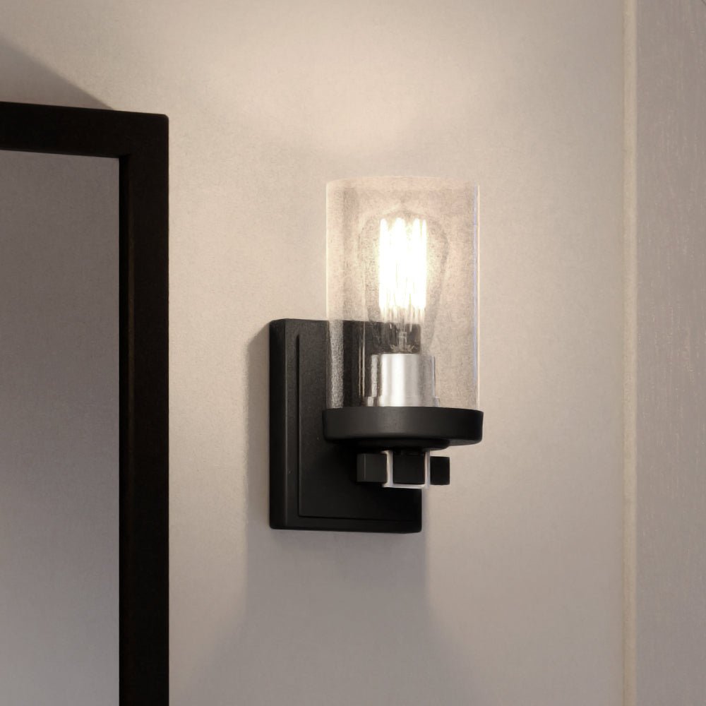 Urban Ambiance, UEX2600 Industrial Lux Wall Sconce 9''H x 4.25''W, Polished Chrome & Charcoal Finish, Hampton Collection