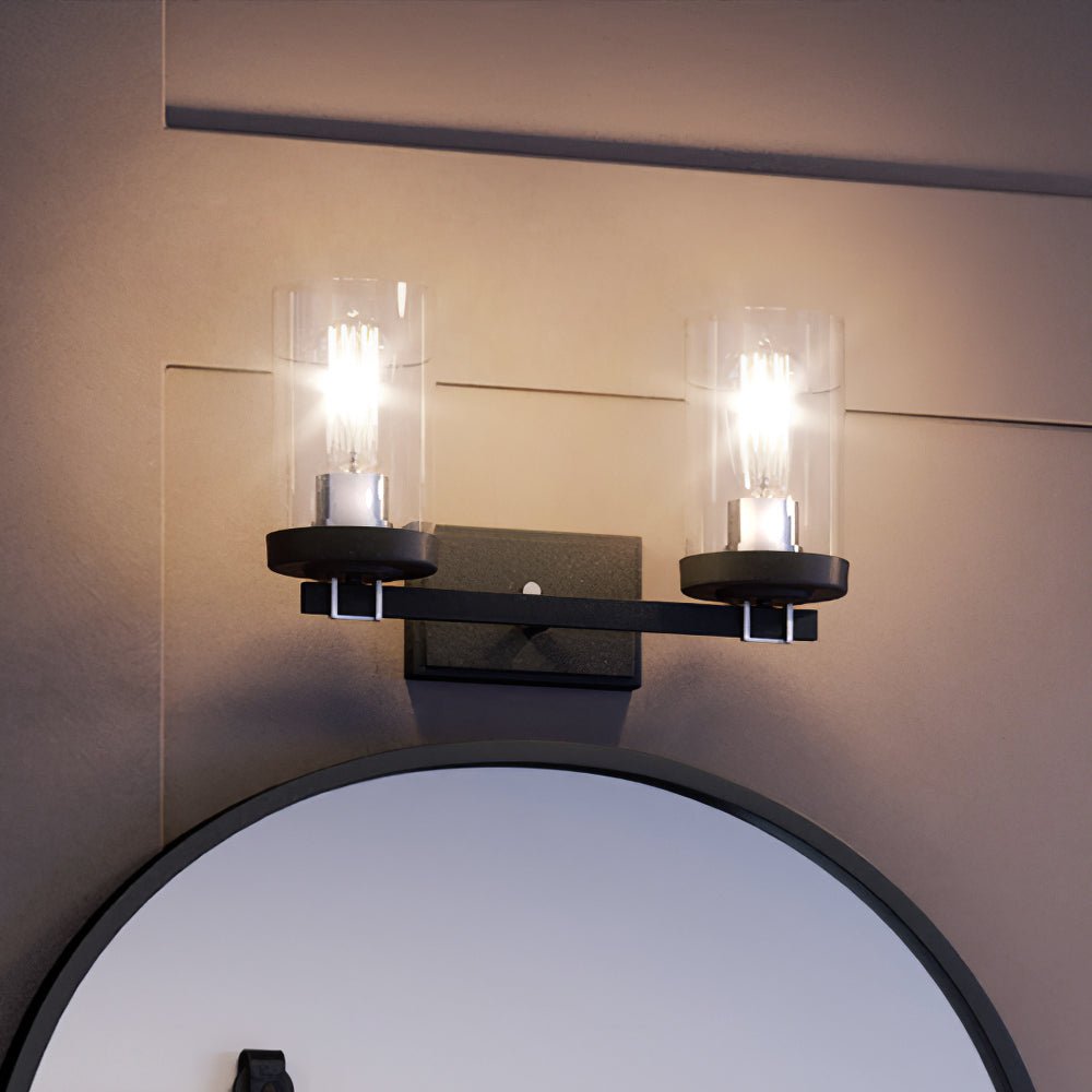 Urban Ambiance, UEX2601 Industrial Lux Bath Light 9''H x 15''W, Polished Chrome & Charcoal Finish, Hampton Collection