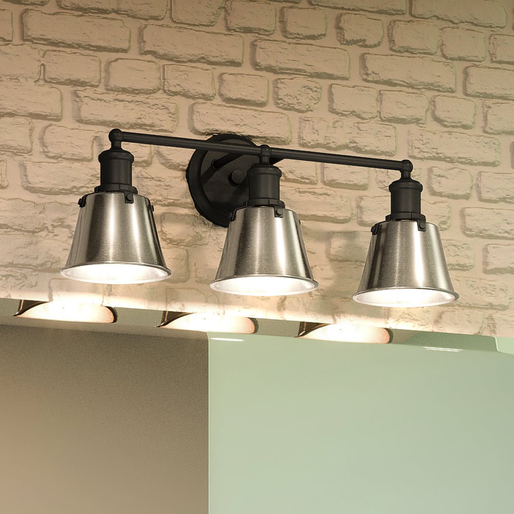 Urban Ambiance, UEX2645 Modern Farmhouse Bath Light 9''H x 24''W, Charcoal Finish, Providence Collection